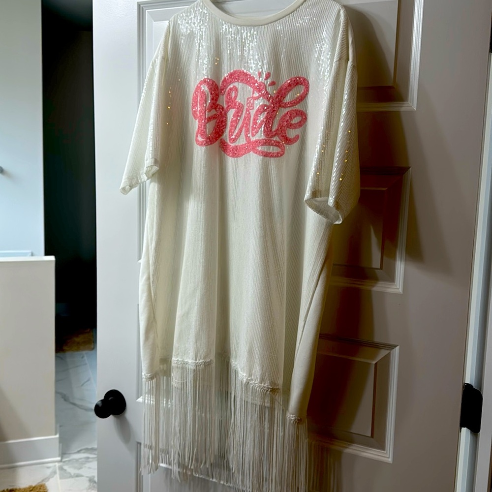 Bride Oversized Tassel Shirt Dress